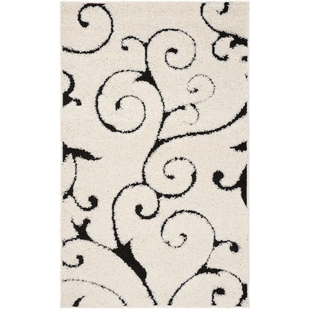 Safavieh 2 x 7 x 3 in. Contemporary Shag Power Loomed Area RugIvory & Black SG455-1290-27